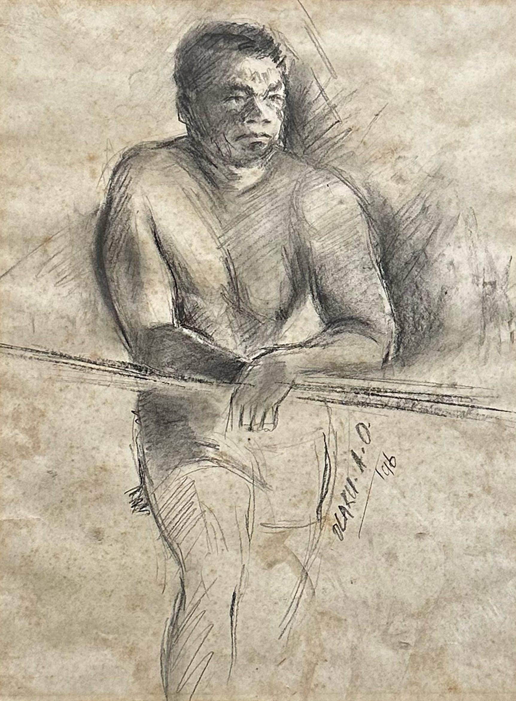 pencil or charcoal sketch